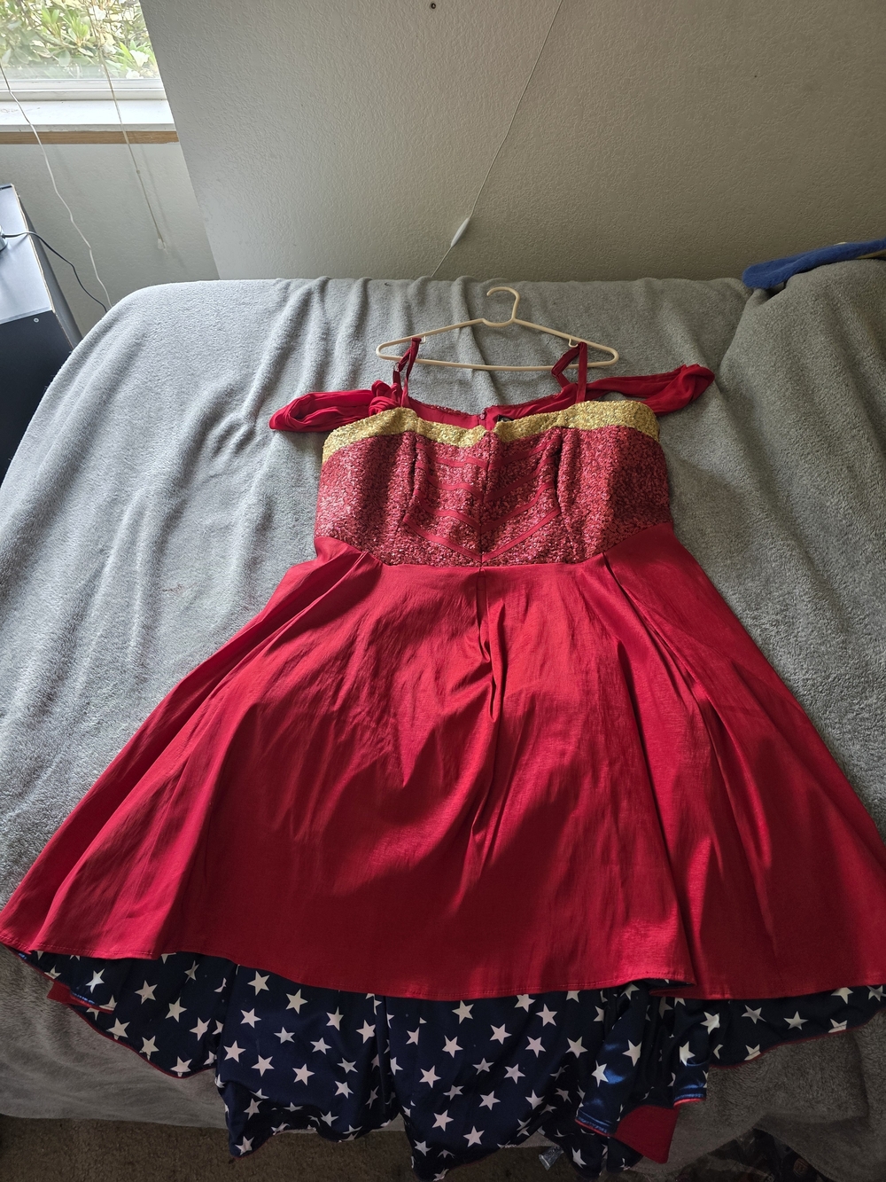 torrid Red and Gold Superhero Dress with Star Underskirt